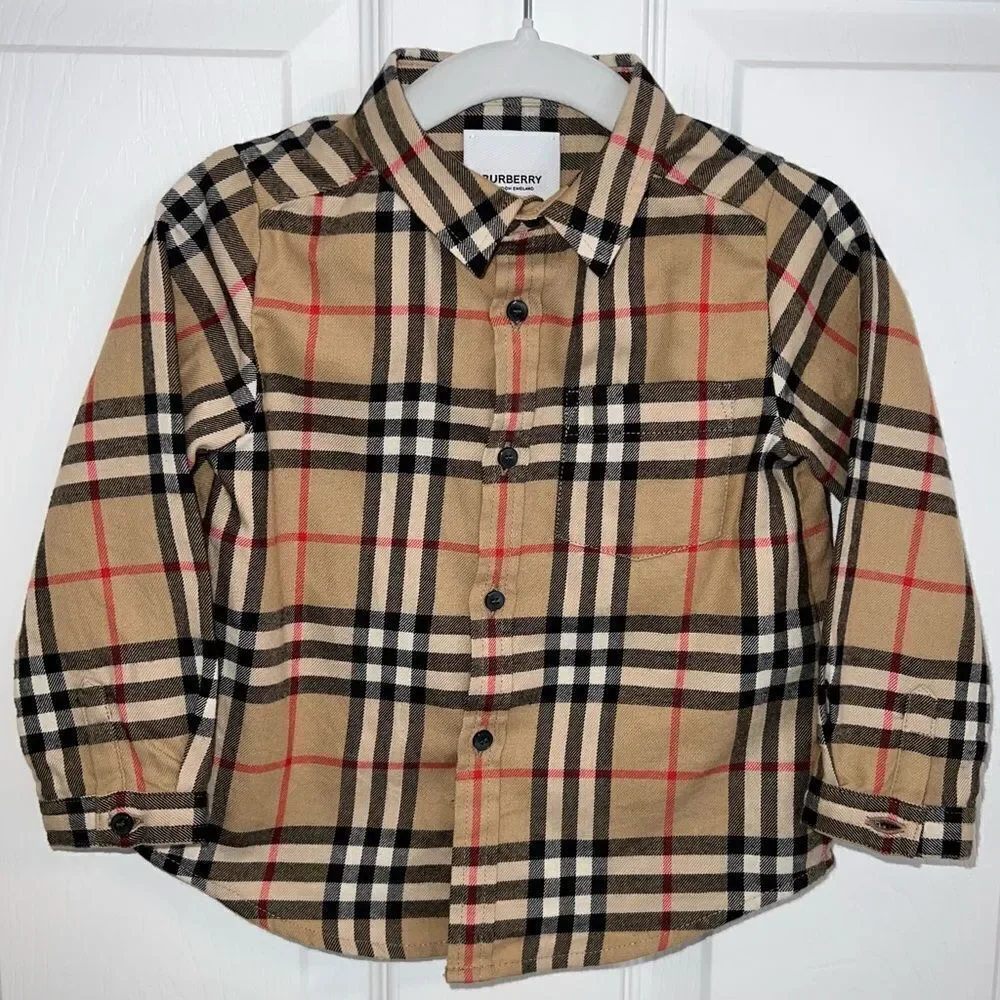 BURBERRY BEIGE VINTAGE CHECK FLANNEL SHIRT 18M